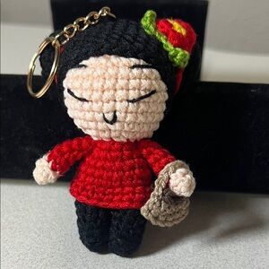 Pucca & garu Crochet Keychain with Red Outfit